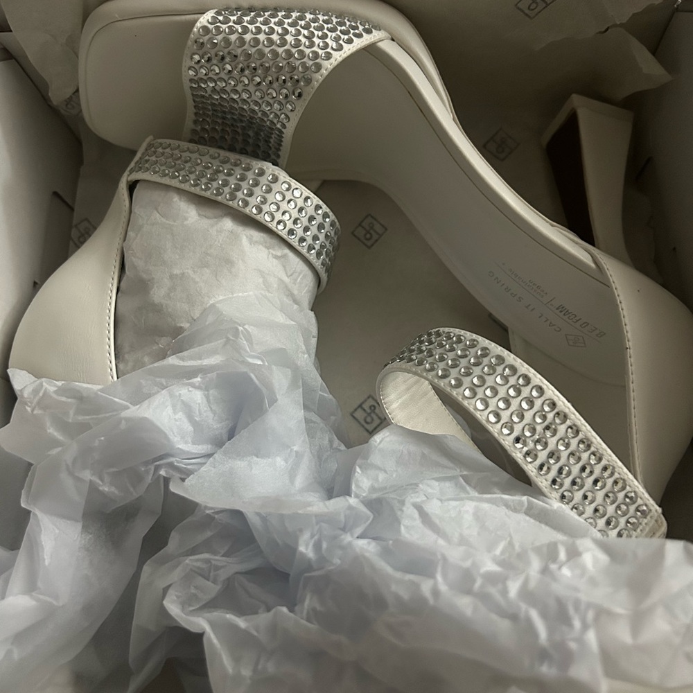 Call It Spring White and Silver Heels with Chic Design